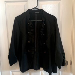 Captain’s jacket. Ruffle/button accent. Puckered sleeves.  Maurices, Size 1